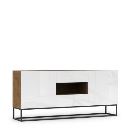 Avorio 180 Komoda Dąb Artisan /Biały Połysk Komód