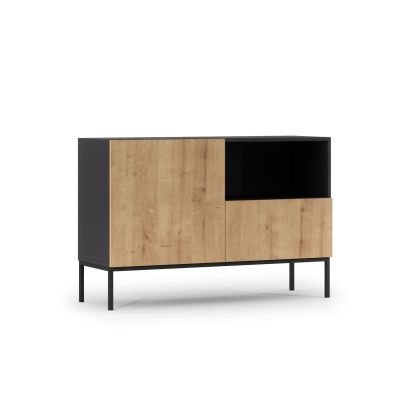 Lanzzi 120 Komoda Czarny Mat /Dąb Artisan Komód