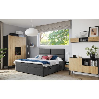 Lanzzi 120 Komoda Czarny Mat /Dąb Artisan Komód