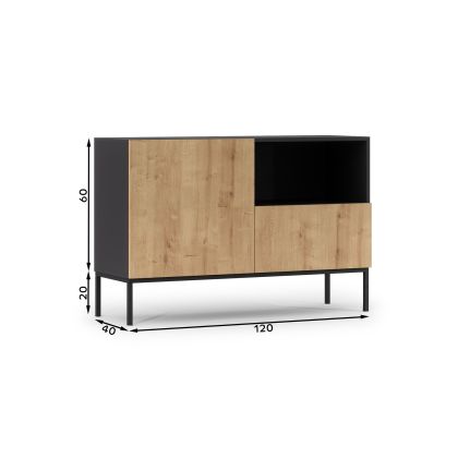 Lanzzi 120 Komoda Czarny Mat /Dąb Artisan Komód