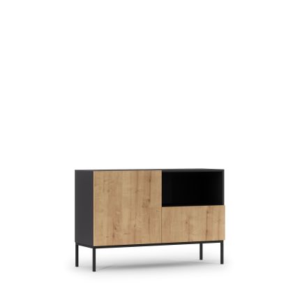 Lanzzi 120 Komoda Czarny Mat /Dąb Artisan Komód