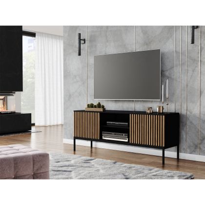 Meorati 150 Szafka RTV Czarny/Dąb Artisan Média szekrény